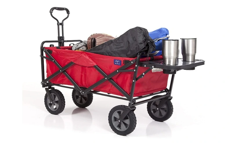 MACSPORTS Collapsible Outdoor Utility Wagon with Folding Table and Drink Holder