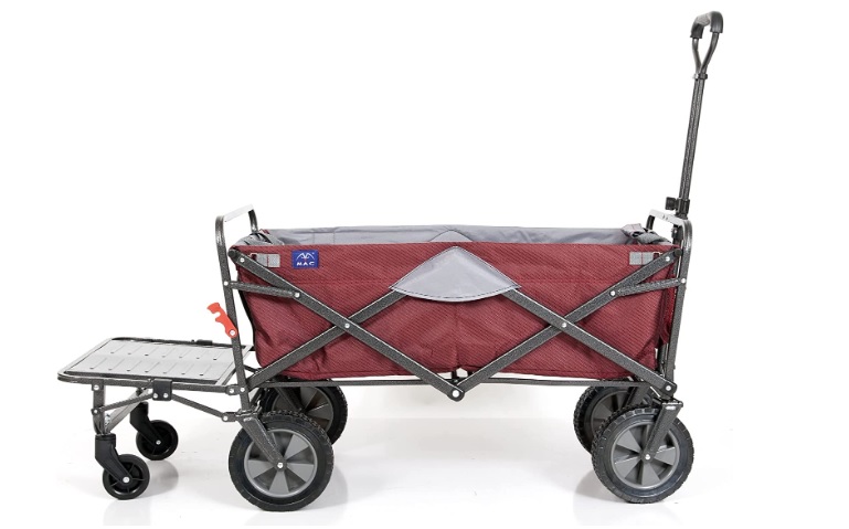 MacSports Collapsible Folding Outdoor Utility Tailgate Wagon with Cargo Trailer