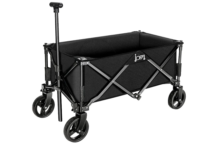 Rollefun Heavy Duty Folding Wagon for Camping Outdoor Collapsible Wagon Foldable Wagon Garden Cart with Rubber Wheels Easy Fold Black