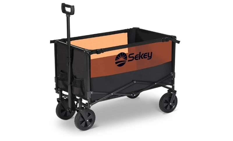 Sekey Collapsible Foldable Wagon with 220lbs Weight Capacity - Black-Orange