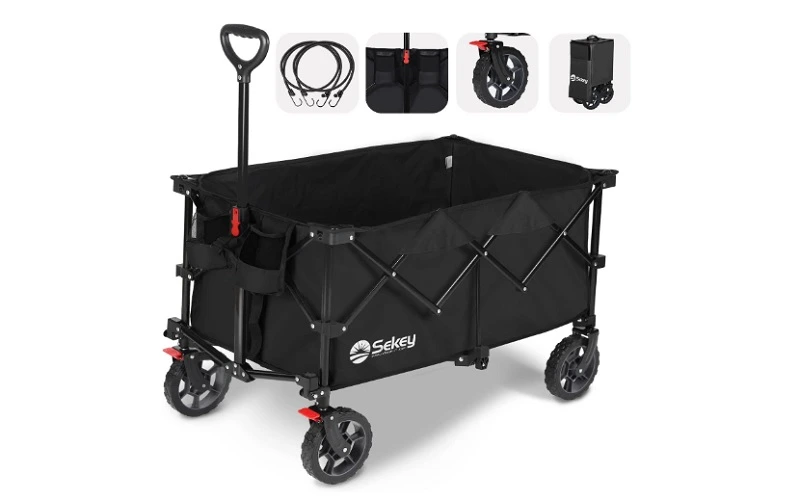 Sekey Collapsible Foldable Wagon with 220lbs Weight Capacity - Black
