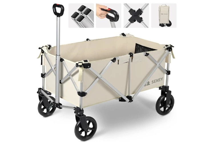 Sekey Collapsible Foldable Wagon with 220lbs Weight Capacity - White