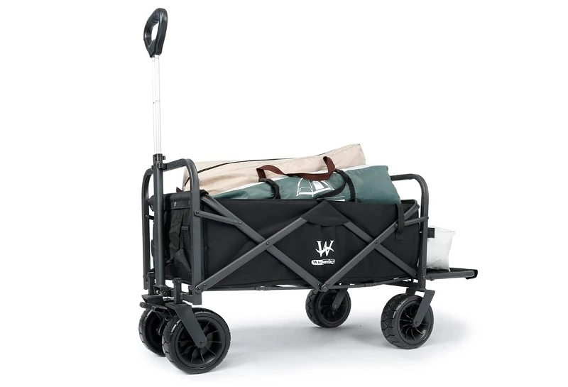 WHITSUNDAY Collapsible Folding Garden Outdoor Park Utility Wagon Picnic Camping Cart with 8 Bearing Fat Wheel and Brake