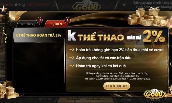 Cập nhật khuyến mãi Go88 nhanh chóng, tức thì thông qua app di động